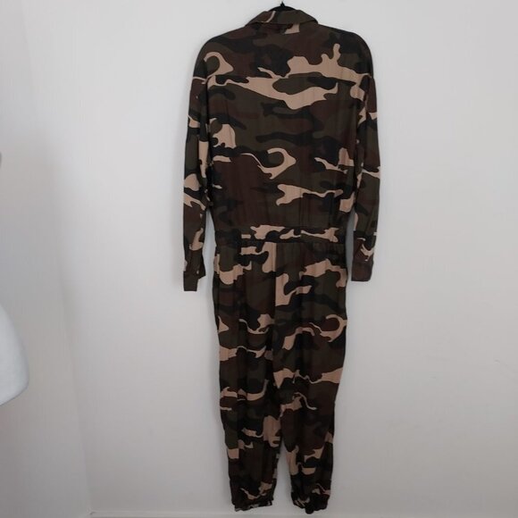 Easel 100% Cotton Camouflage Button Down Long Sleeve Jumpsuit NWT - Picture 12 of 16
